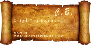 Czigány Beatrix névjegykártya